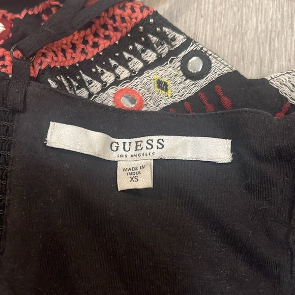 GUESS Womens Black Liberty Embroidered Crop Top Jet Size  XS - Picture 7 of 12